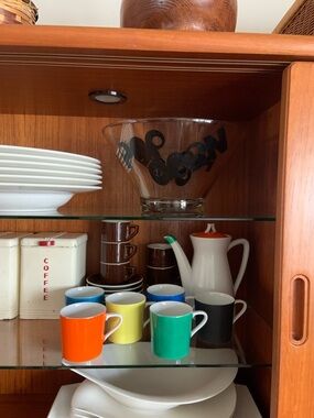 Vintage MCM Colorful Ceramic Coffee Mugs Set 8 pcs